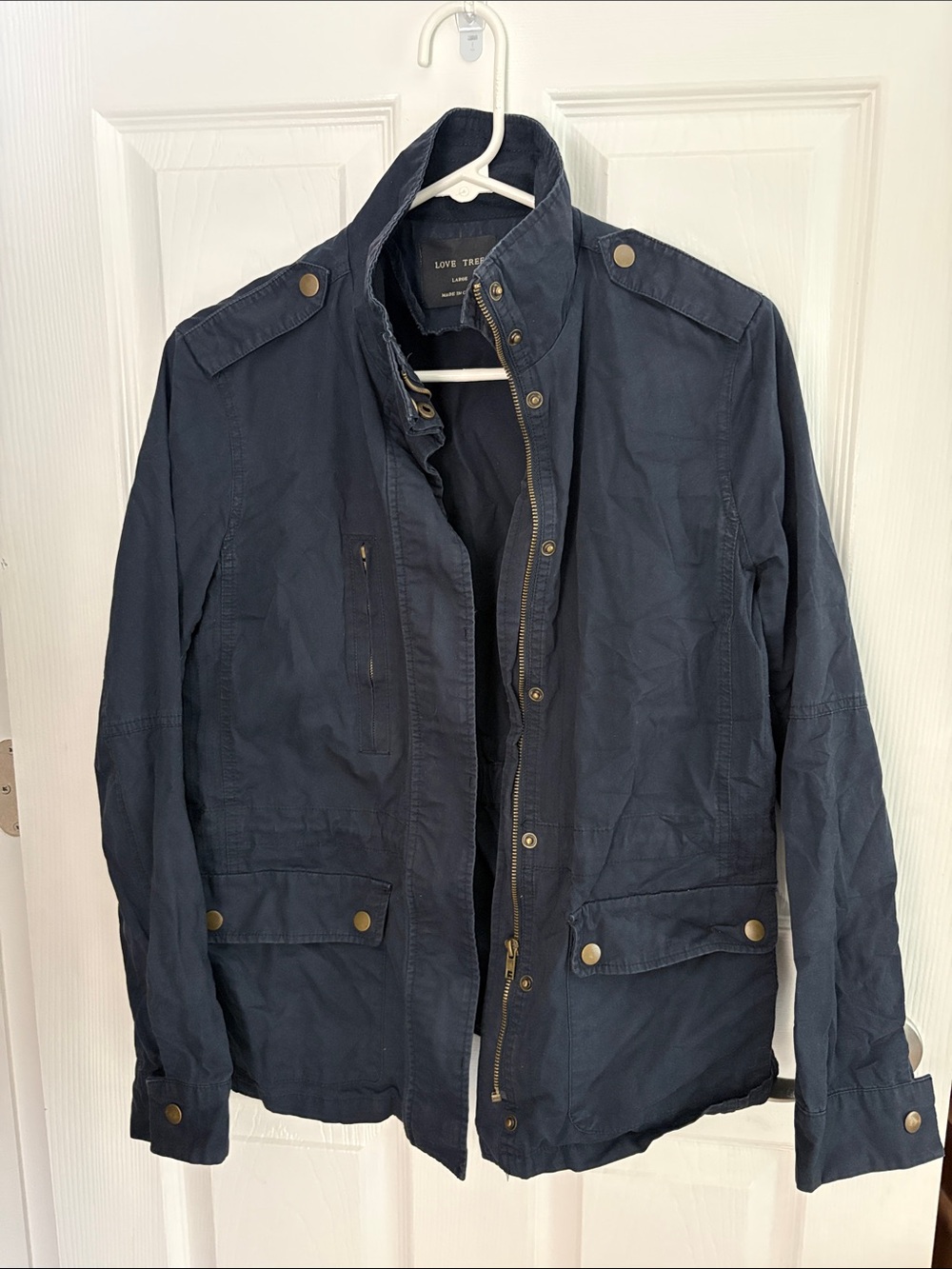 Love Tree Navy Blue Military Field Jacket